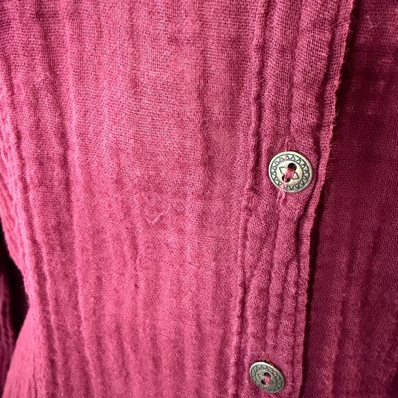 Free People Women’s Burgundy Button Up Shirt Tunic Size XS - Picture 5 of 6
